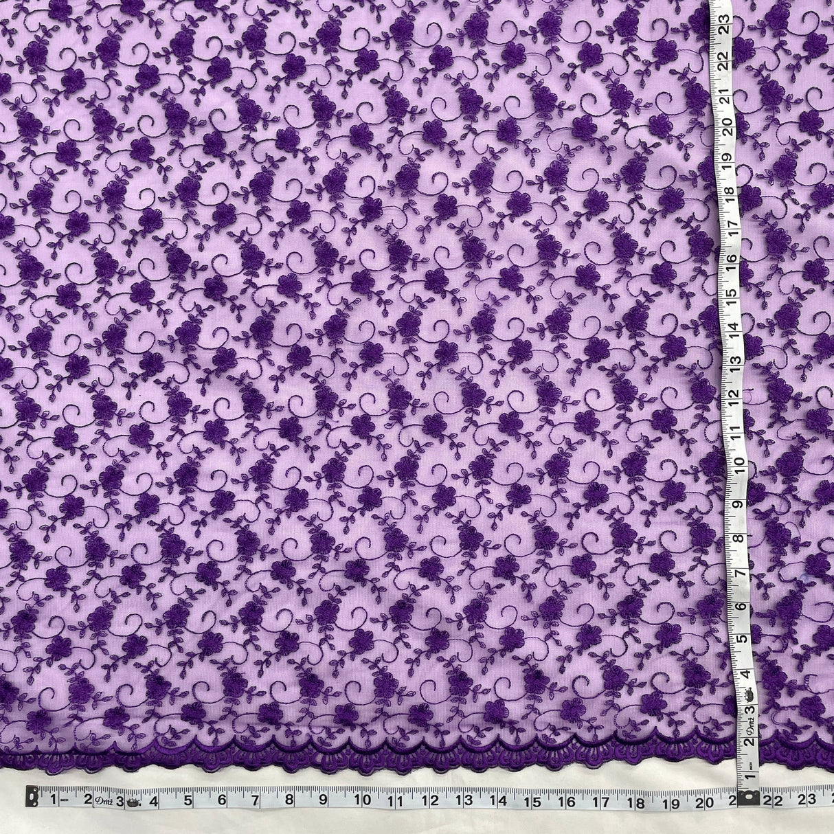 1 Yard Purple Lace Fabric Embroidered on Polyester Net Mesh Elegant 54 Inch Width
