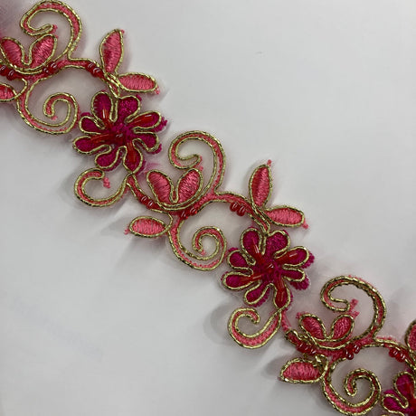 1 Yard Luxurious Beaded Corded Lace Trimming Embroidered Polyester Organza for Dresses 1.5 Inch Width