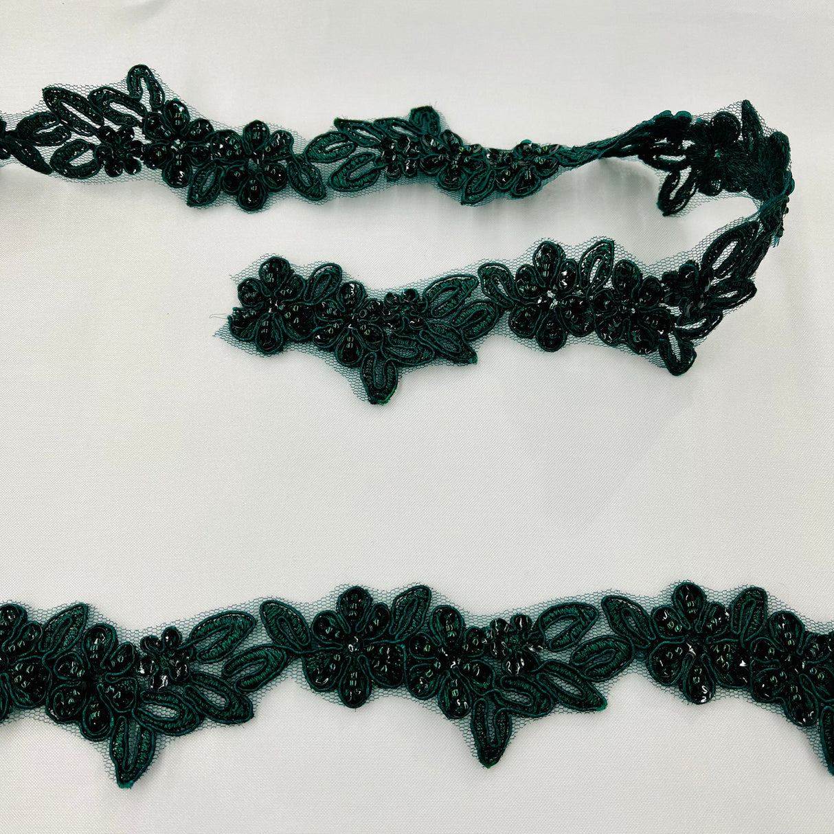 1 Yard Beautiful Beaded Corded Lace Trimming Embroidered Polyester Net Mesh for Dresses 1.5 Inch Width