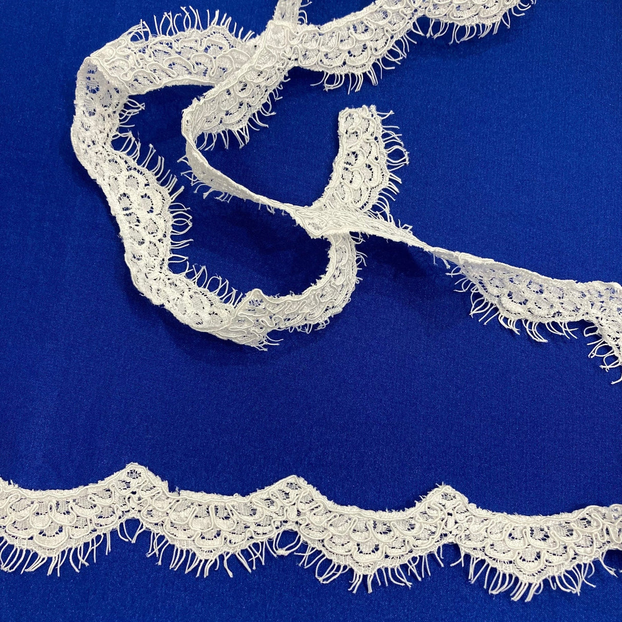 1 Yard Corded Eyelash Lace Trimming on Net Mesh | 1" Wide | Decorative Lace Trim for Bridal, Quinceañera & Formalwear