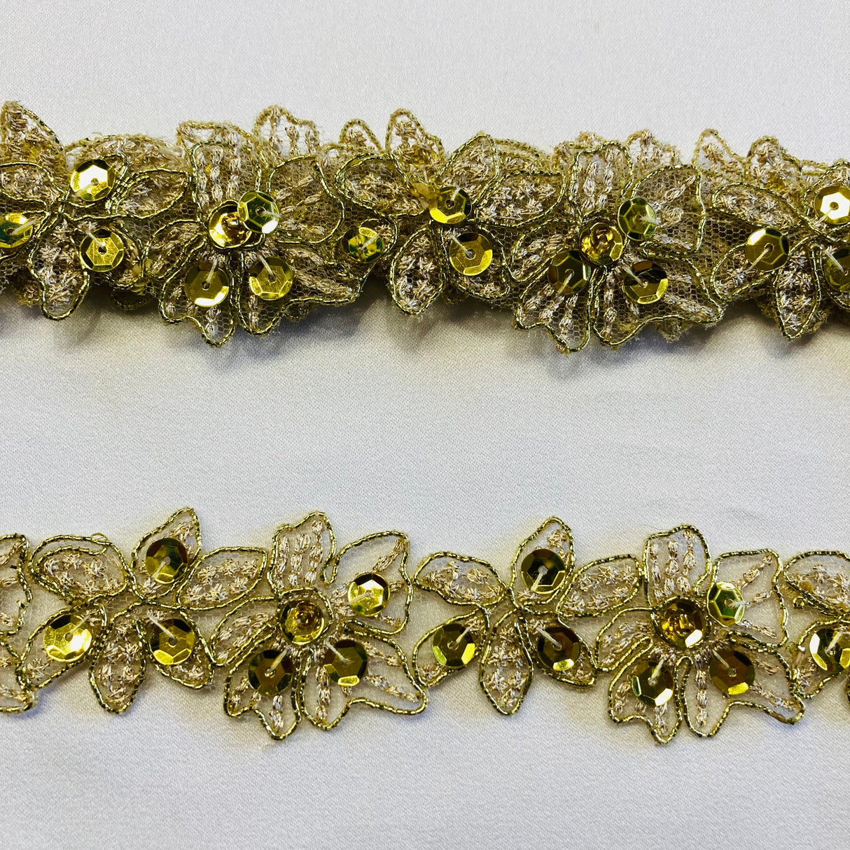 1 Yard Handmade Beaded and Corded Lace Trimming Embroidered on Polyester Net Mesh for Dresses 1.5 Inch Width