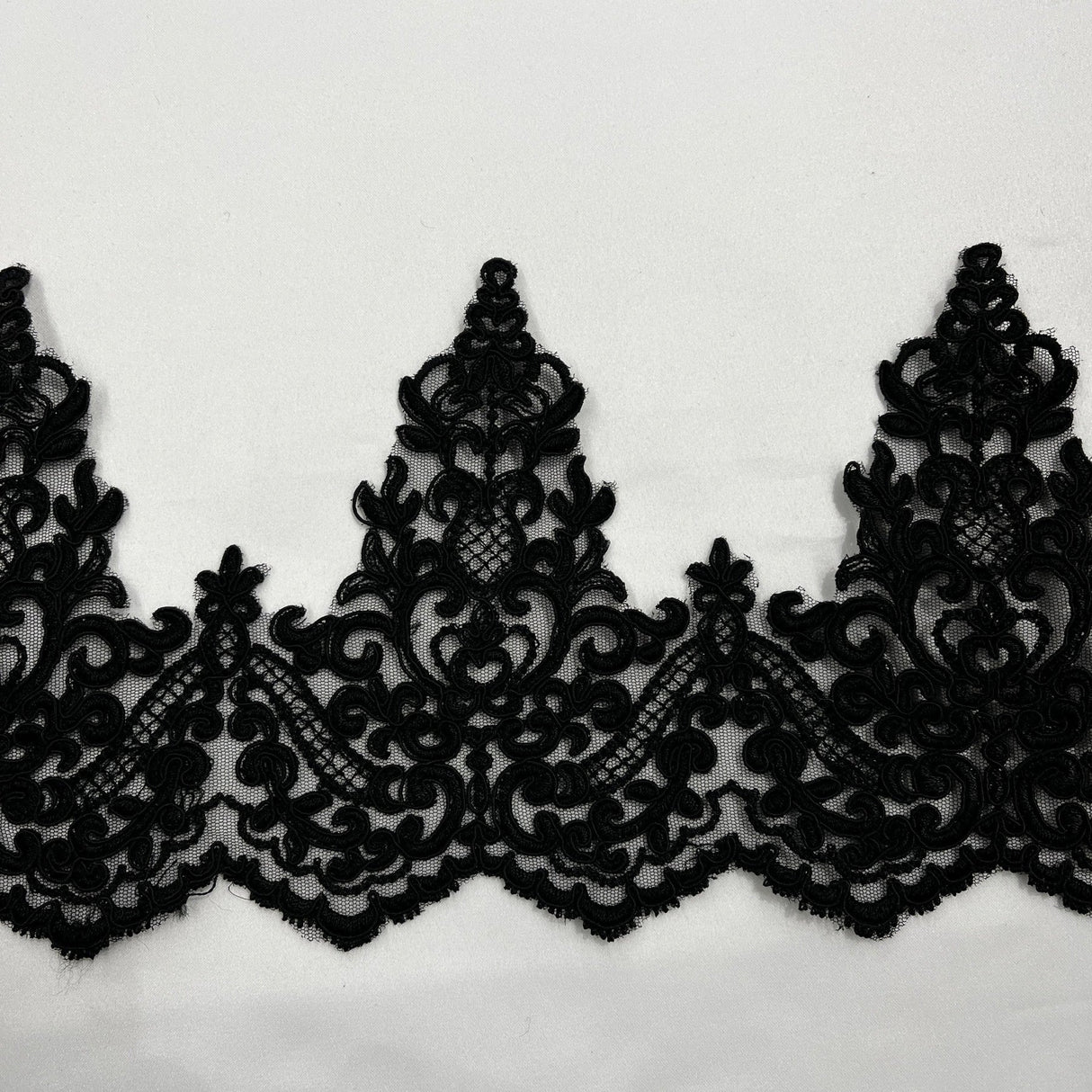 1 Yard Elegant Corded Floral Lace Trimming Embroidered on 100% Polyester Net Mesh for Wedding and Evening Dresses 6 Inch Width