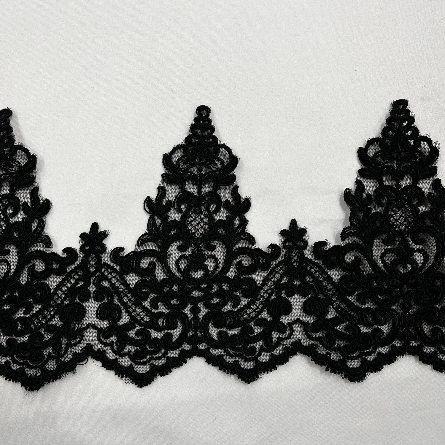 1 Yard Elegant Corded Floral Lace Trimming Embroidered on 100% Polyester Net Mesh for Wedding and Evening Dresses 6 Inch Width