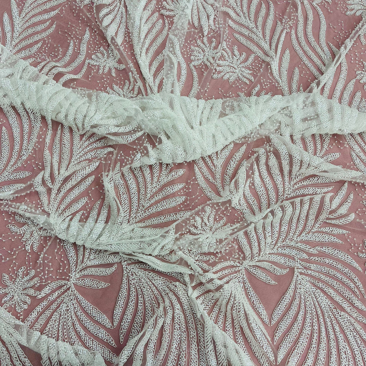 1 Yard Gold Beaded and Corded Bridal Lace Fabric Embroidered on 100 Percent Polyester Net Mesh 56 Inch Width