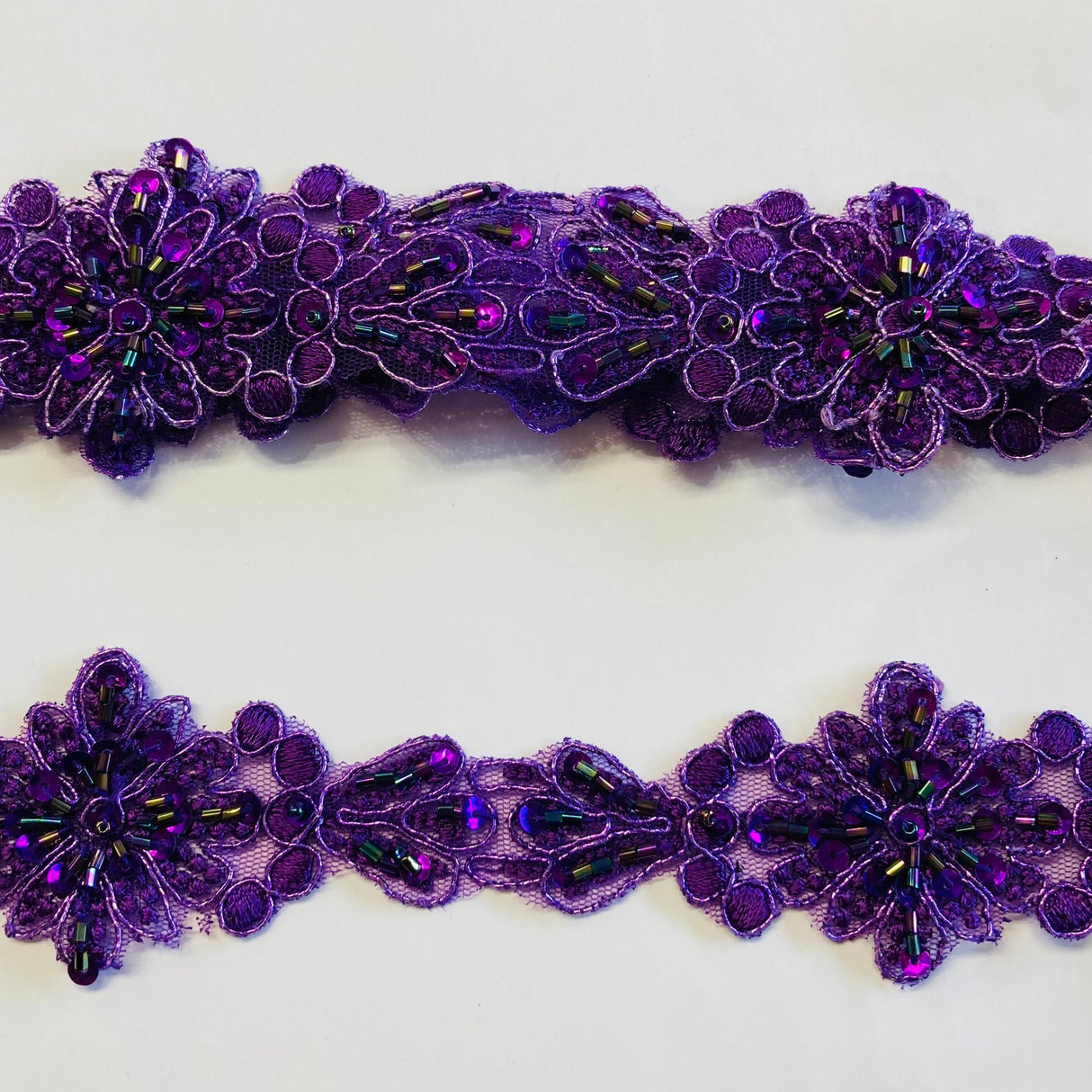 1 Yard Exquisite Beaded Corded Lace Trimming Embroidered Polyester Net Mesh Elegant 2 Inch Width