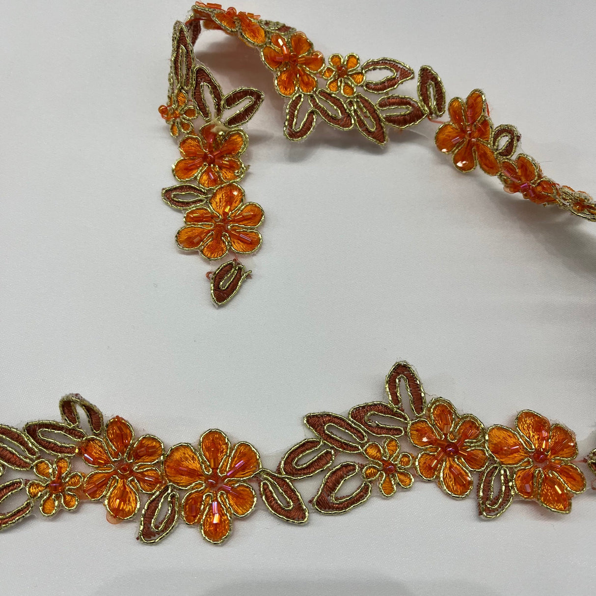 1 Yard Beautiful Beaded Corded Lace Trimming Embroidered Polyester Net Mesh for Dresses 1.5 Inch Width