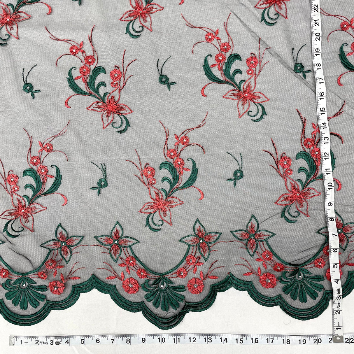 1 Yard Light Blue Beaded Lace Fabric Embroidered on Polyester Net Mesh Elegant 51 Inch Width