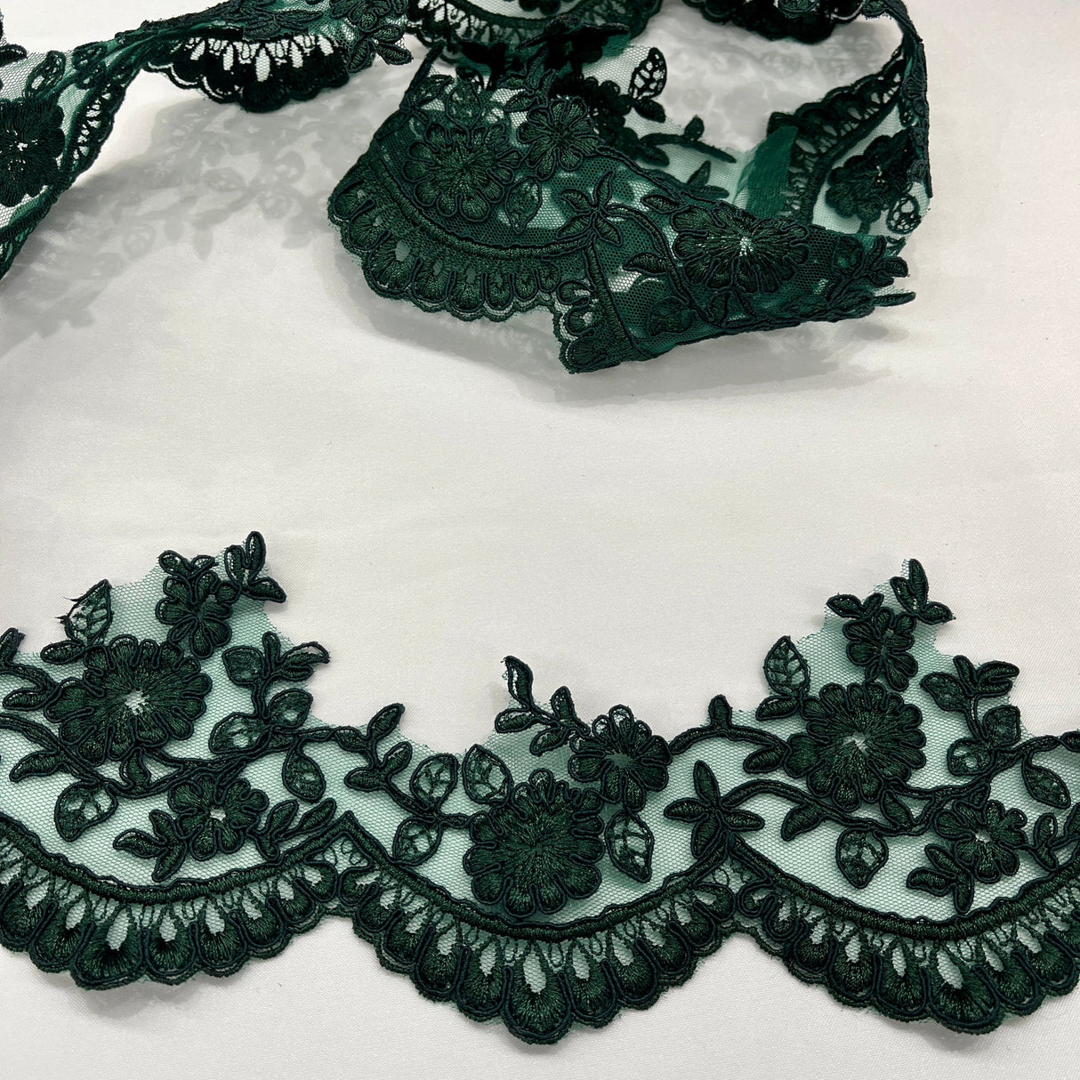 1 Yard Couture Corded Lace Trimming on Net Mesh for Dresses 3.75 Inch Width