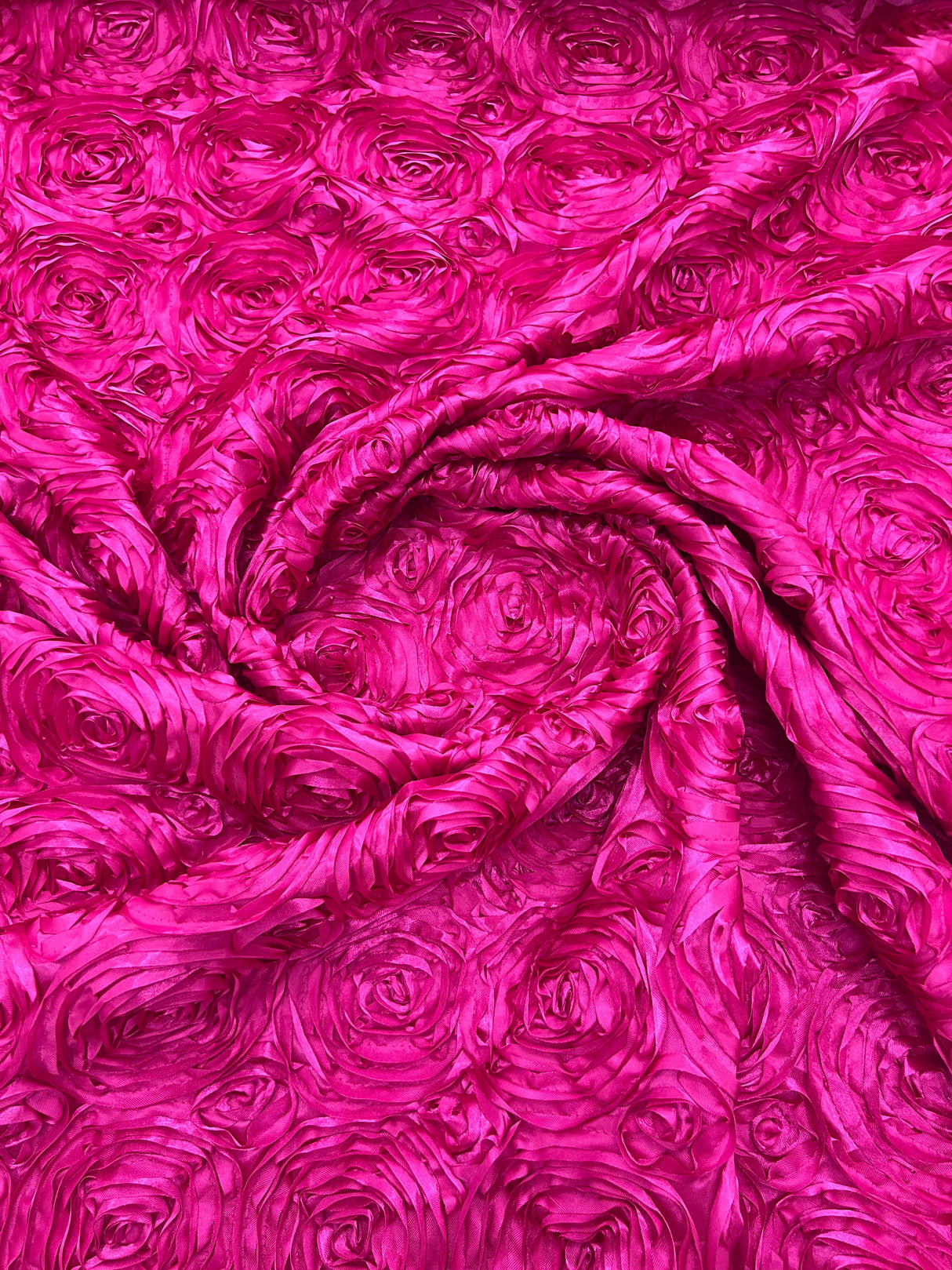 Rosette 3D Satin Polyester Fabric - 3D Rosette Design, 54" Width (1 Yard)