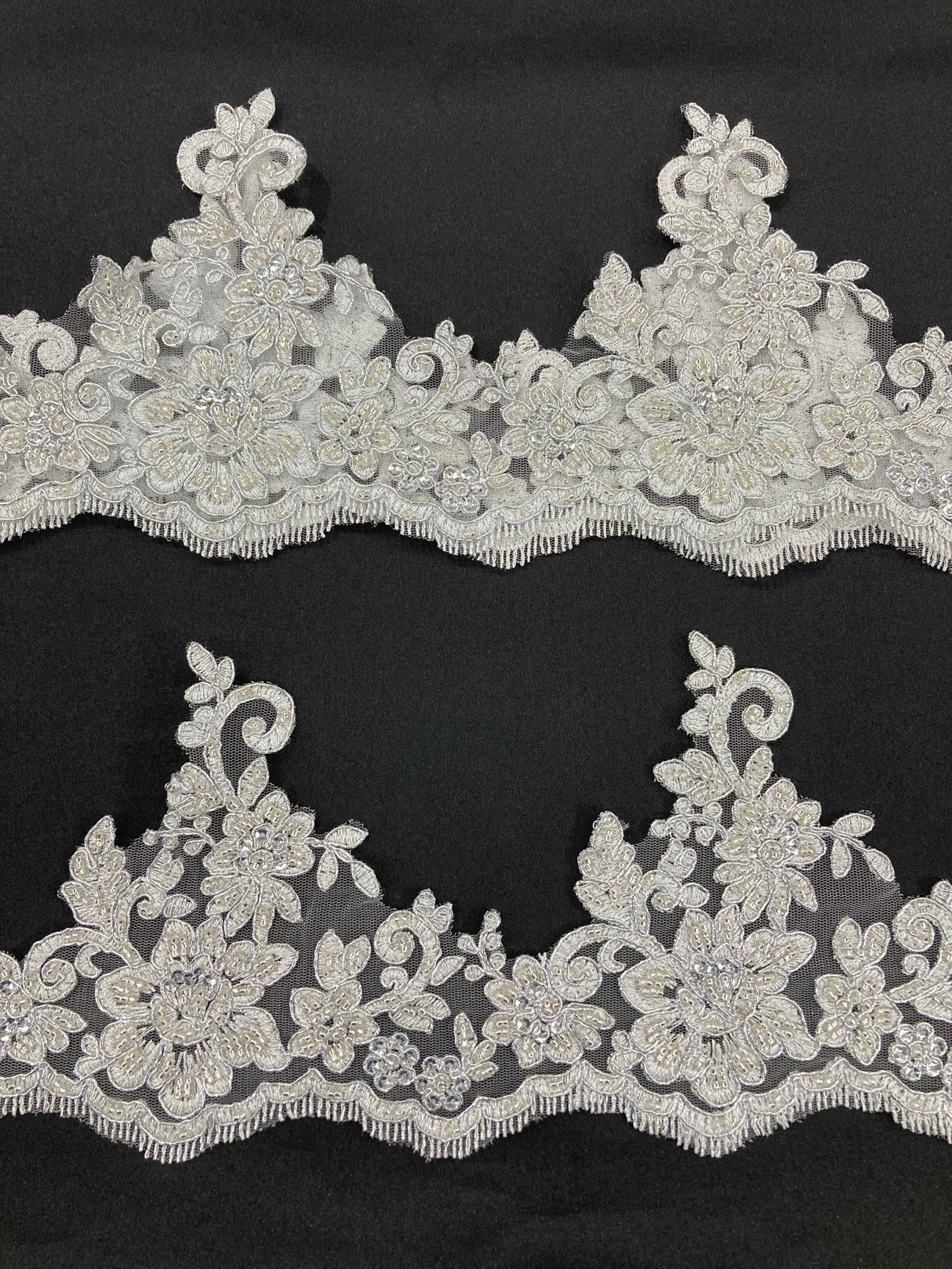 Beaded Corded Floral Lace Trim