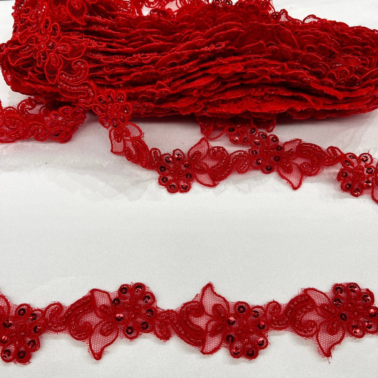 Beaded Corded Lace Trim 2" Polyester