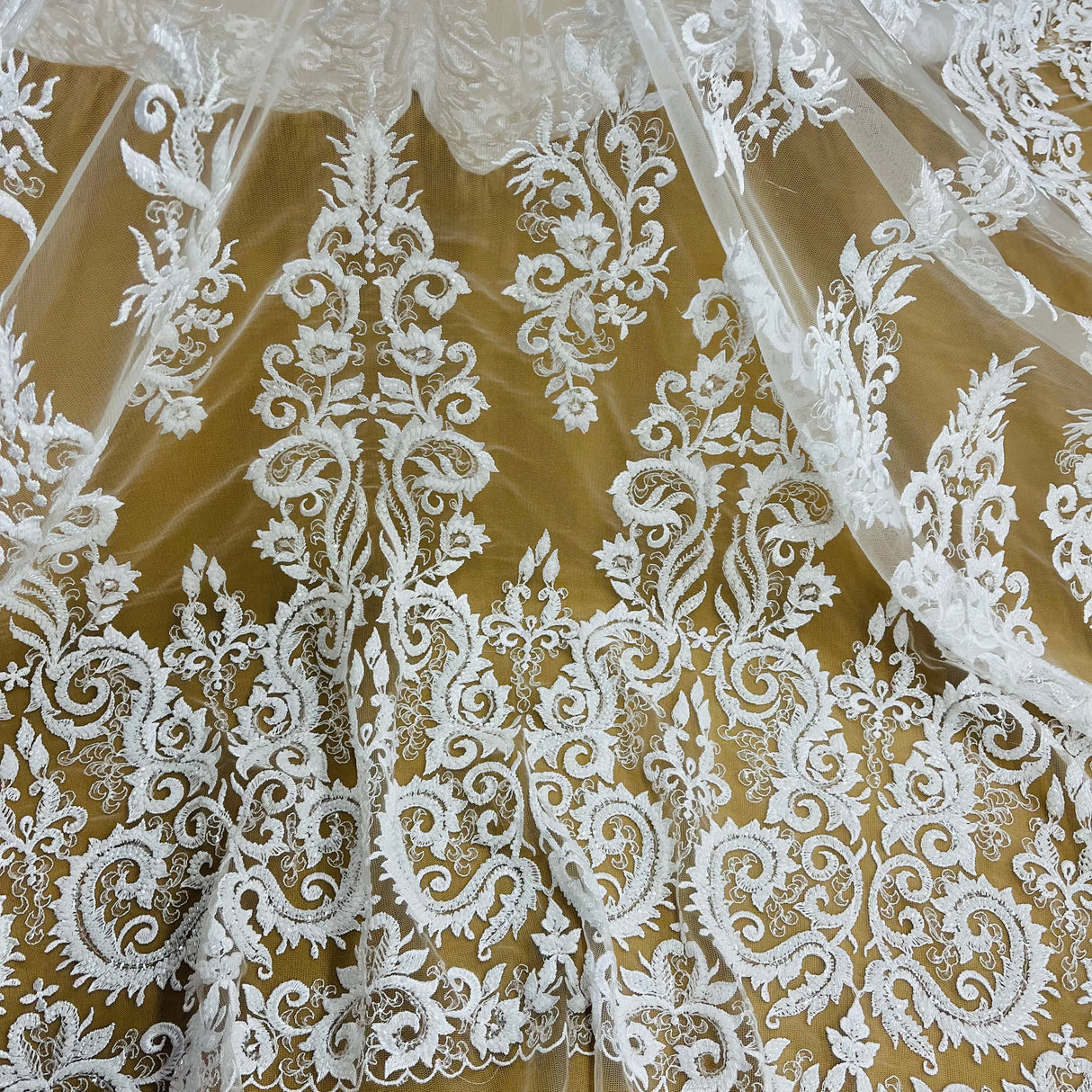 Beaded Lace Fabric Embroidered Mesh