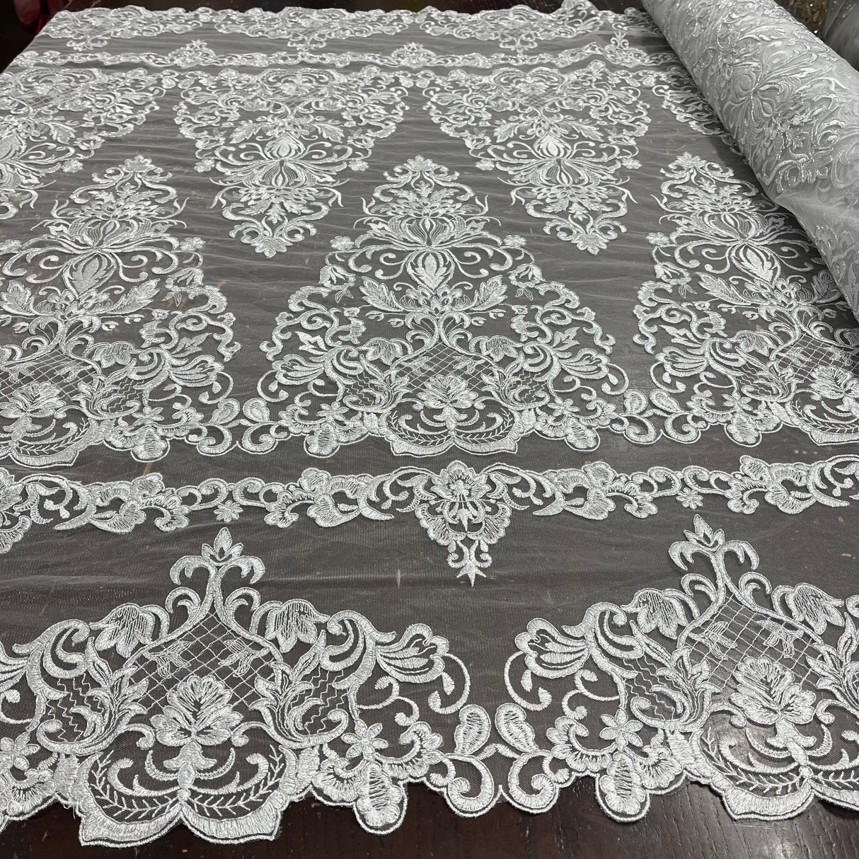 Polyester Corded Bridal Lace Fabric 53" Wide