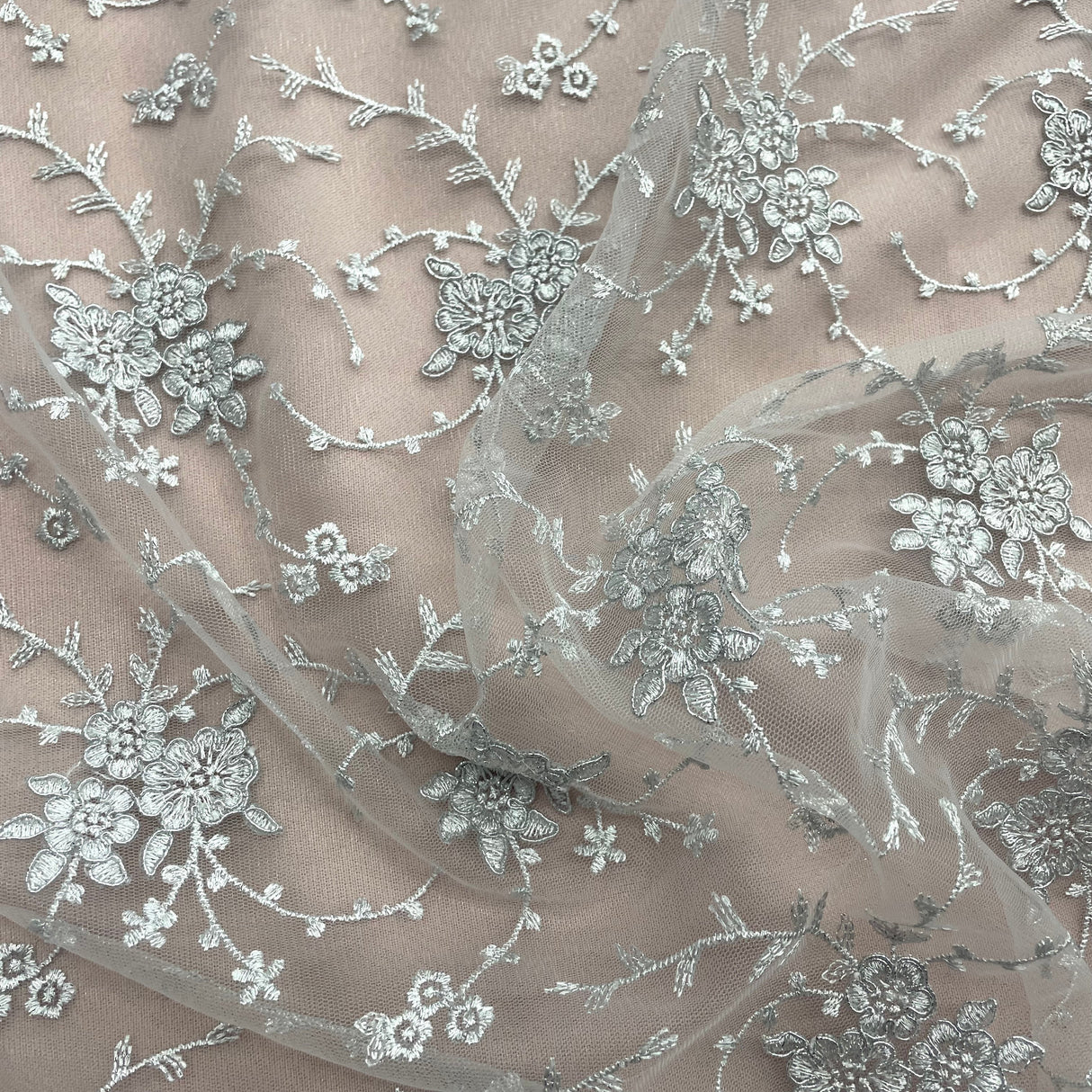 Corded Bridal Lace Fabric 100% Polyester Net Mesh 52"