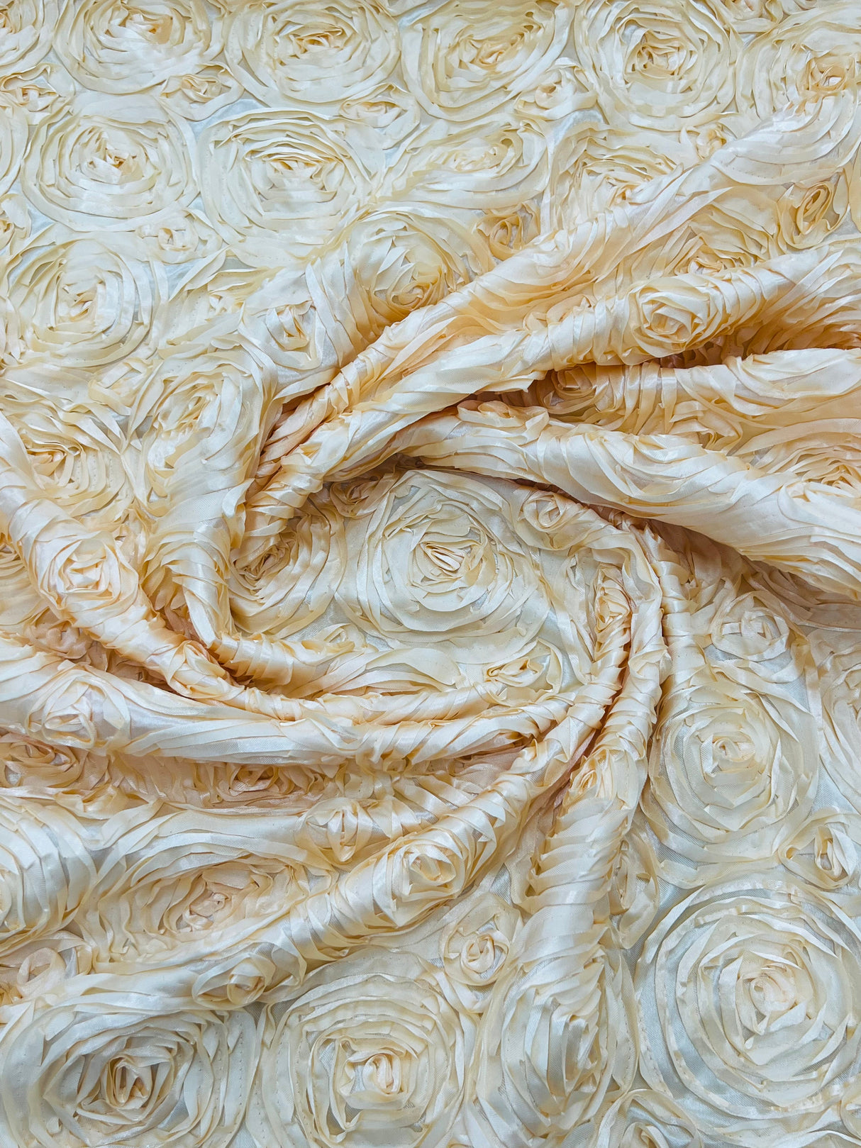 Rosette 3D Satin Polyester Fabric - 3D Rosette Design, 54" Width (1 Yard)