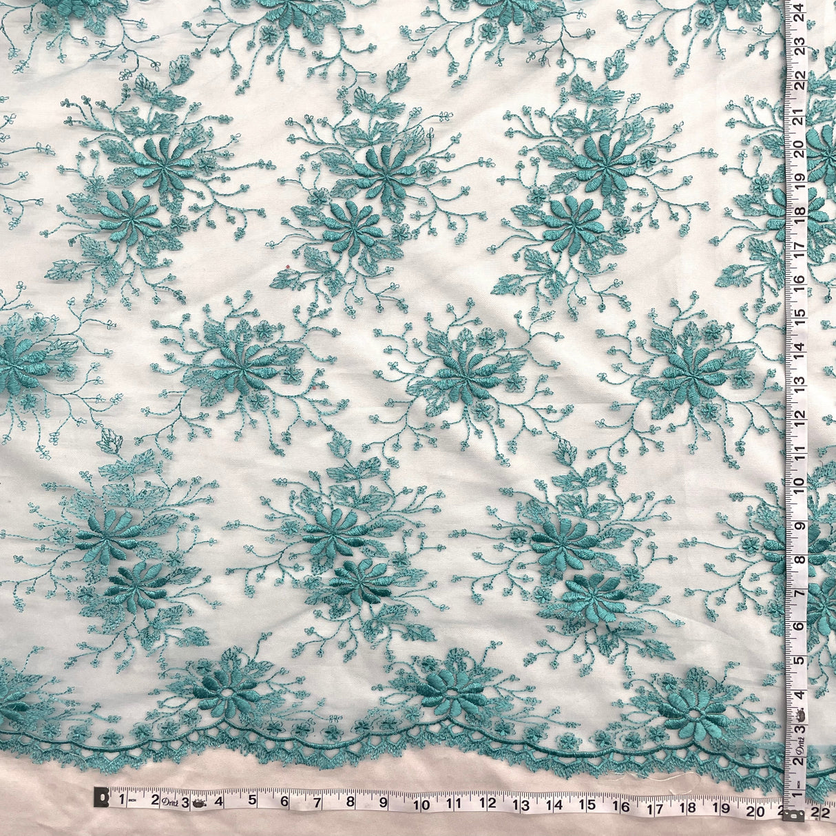 Embroidered Floral Lace Fabric 100% Polyester Net Mesh 52"