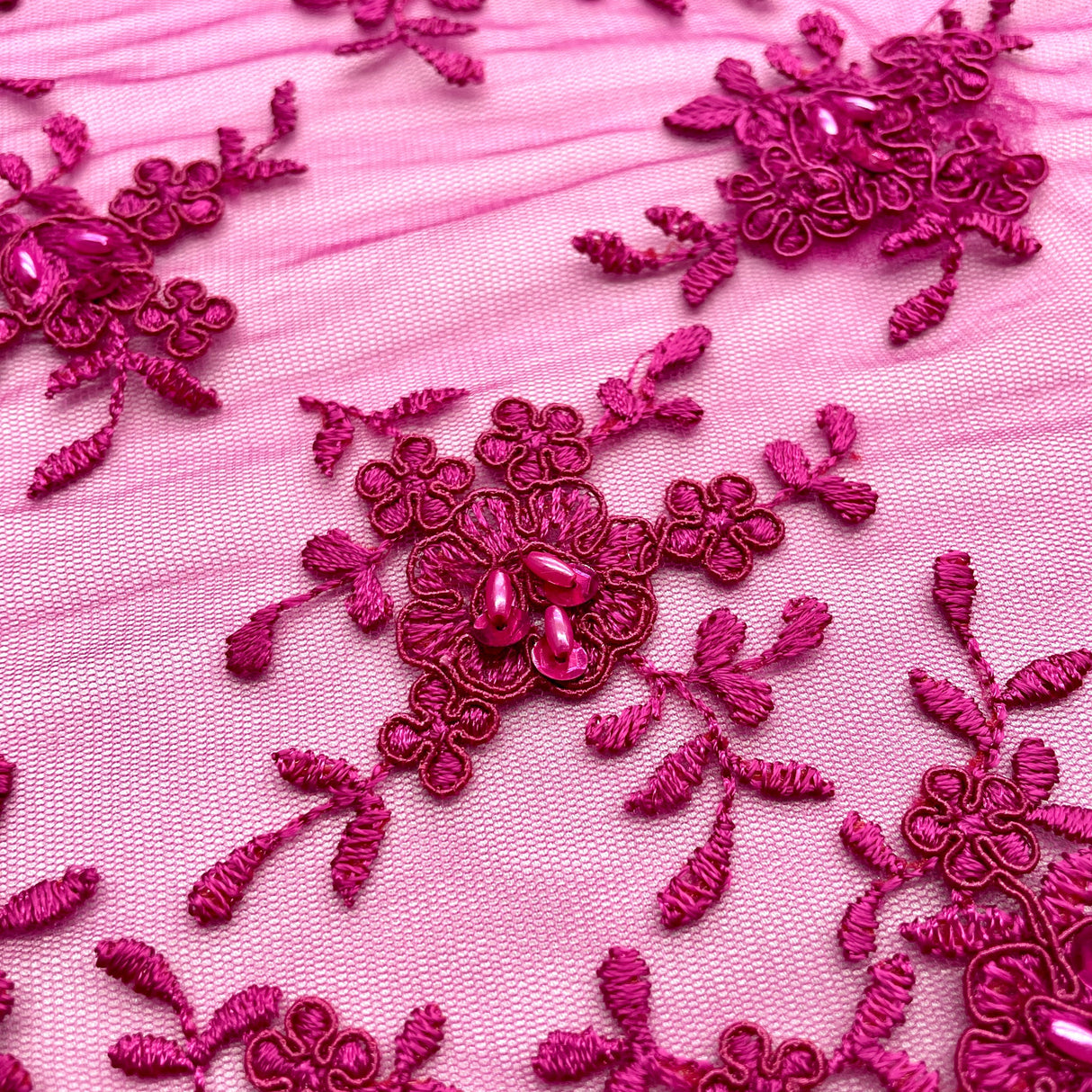 Beaded Corded Bridal Lace Fabric 52" Wide