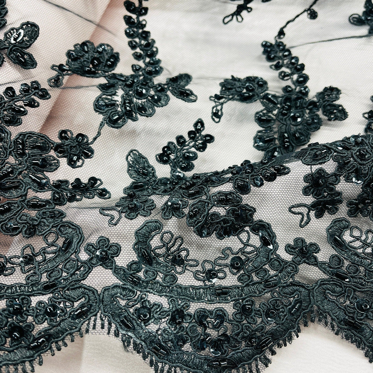Beaded Corded Lace Fabric 54" Wide