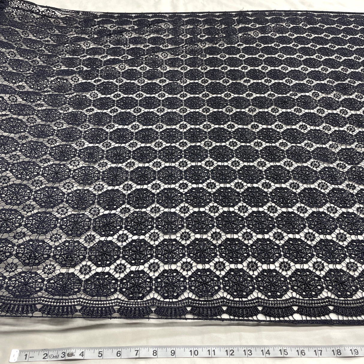 Embroidered Floral Lace Navy Mesh