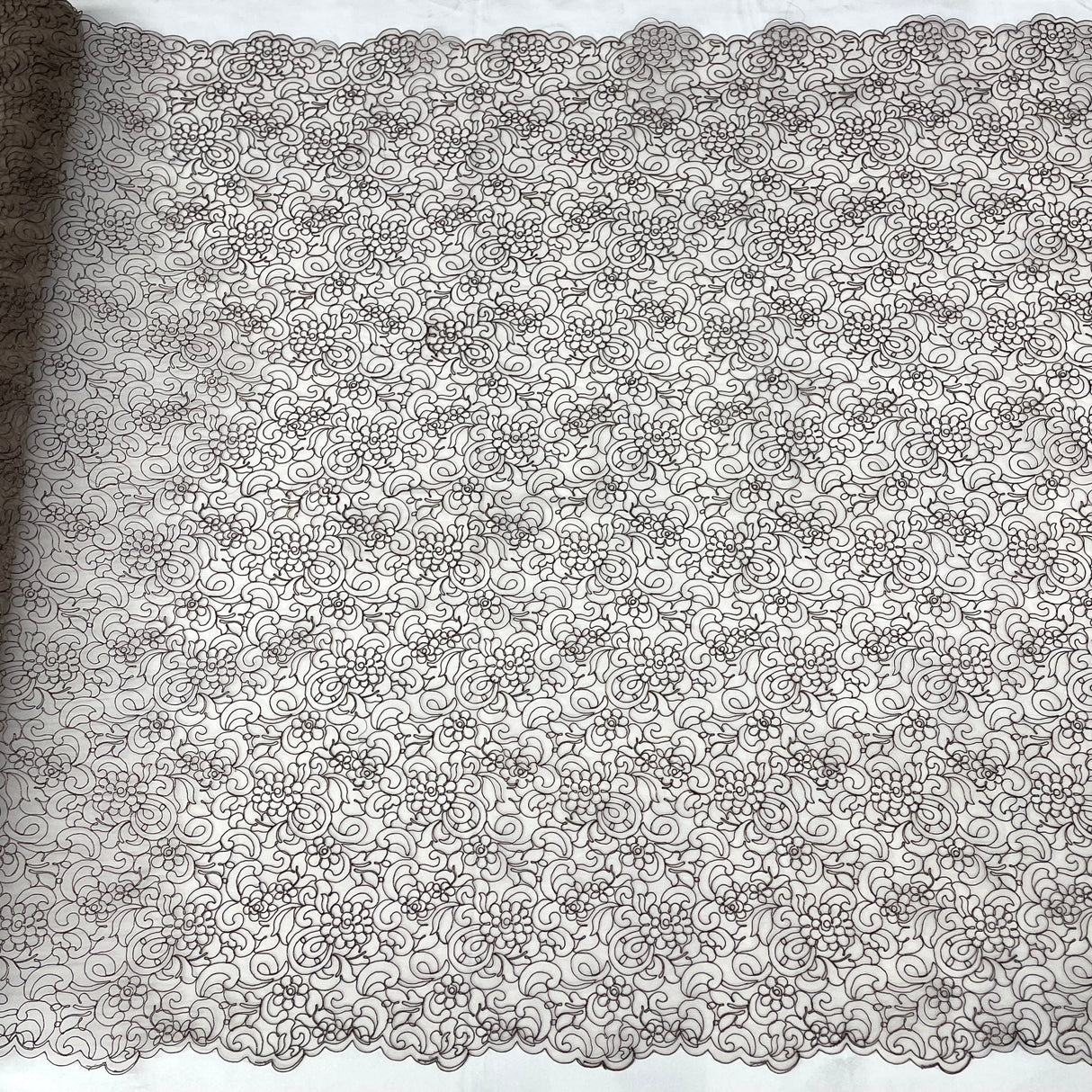 Embroidered Corded Lace Mesh Sky Blue