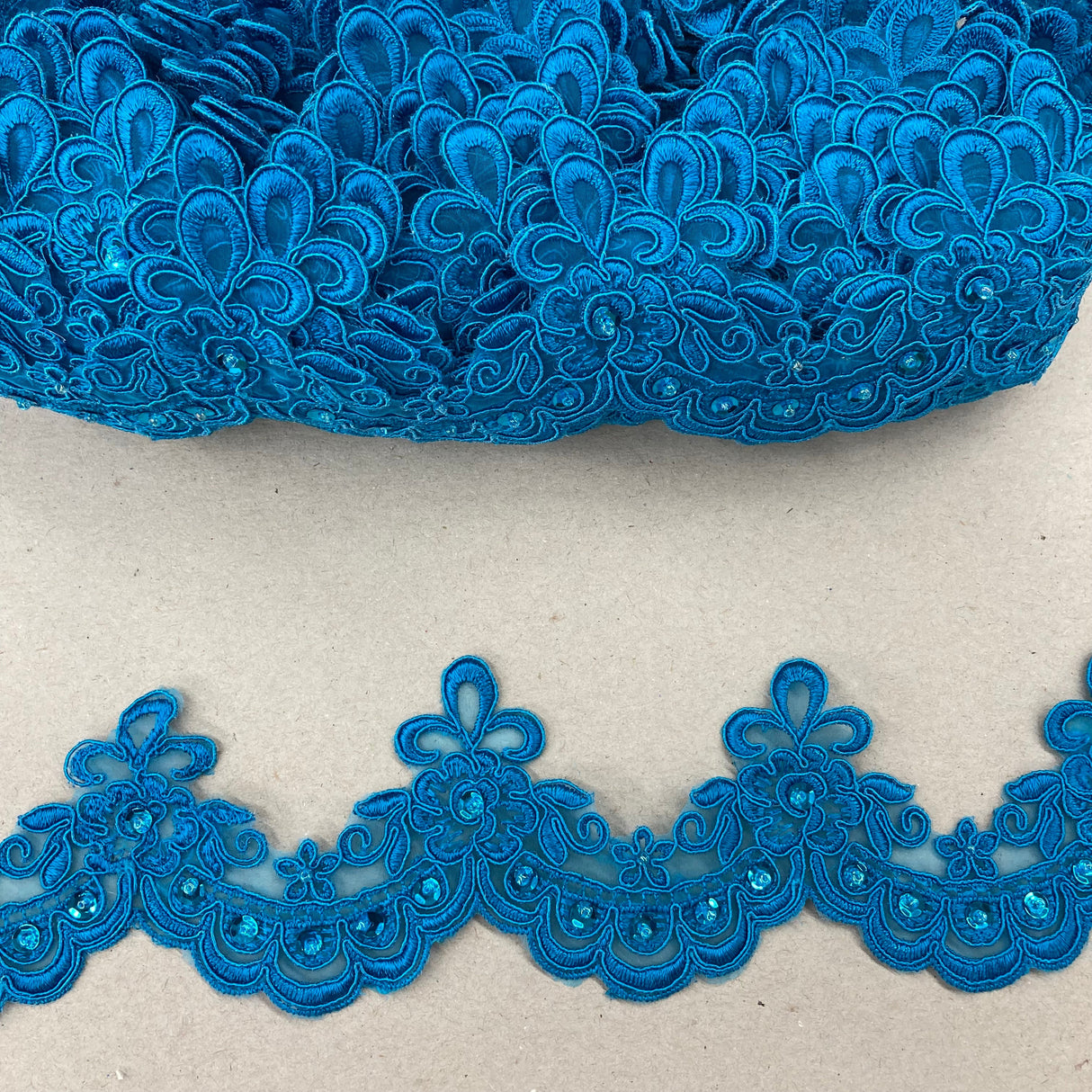 Beaded Lace Trimming on Polyester Organza