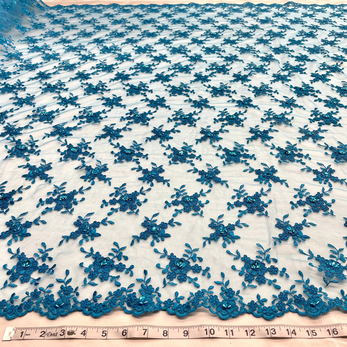 Beaded Corded Bridal Lace Fabric 52" Wide