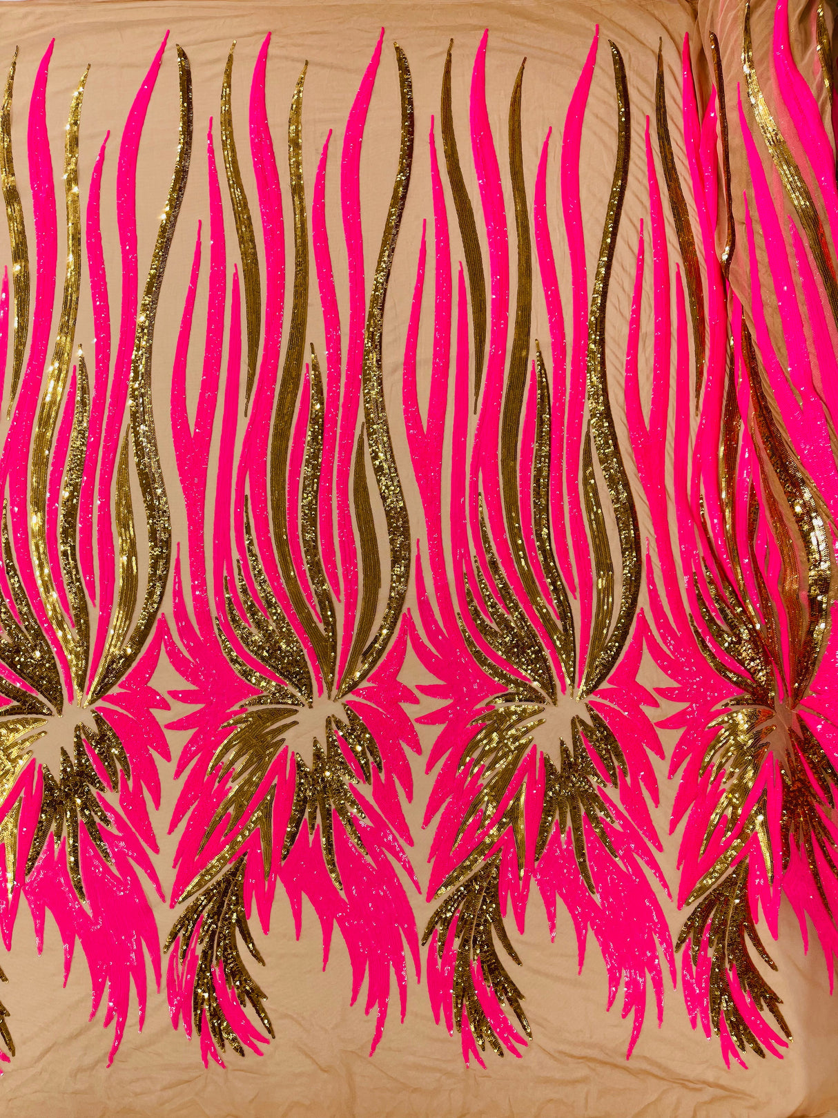 Wing Sequin Polyester Fabric - Angel Wing Sequin Mesh, 54" Width (1 Yard)