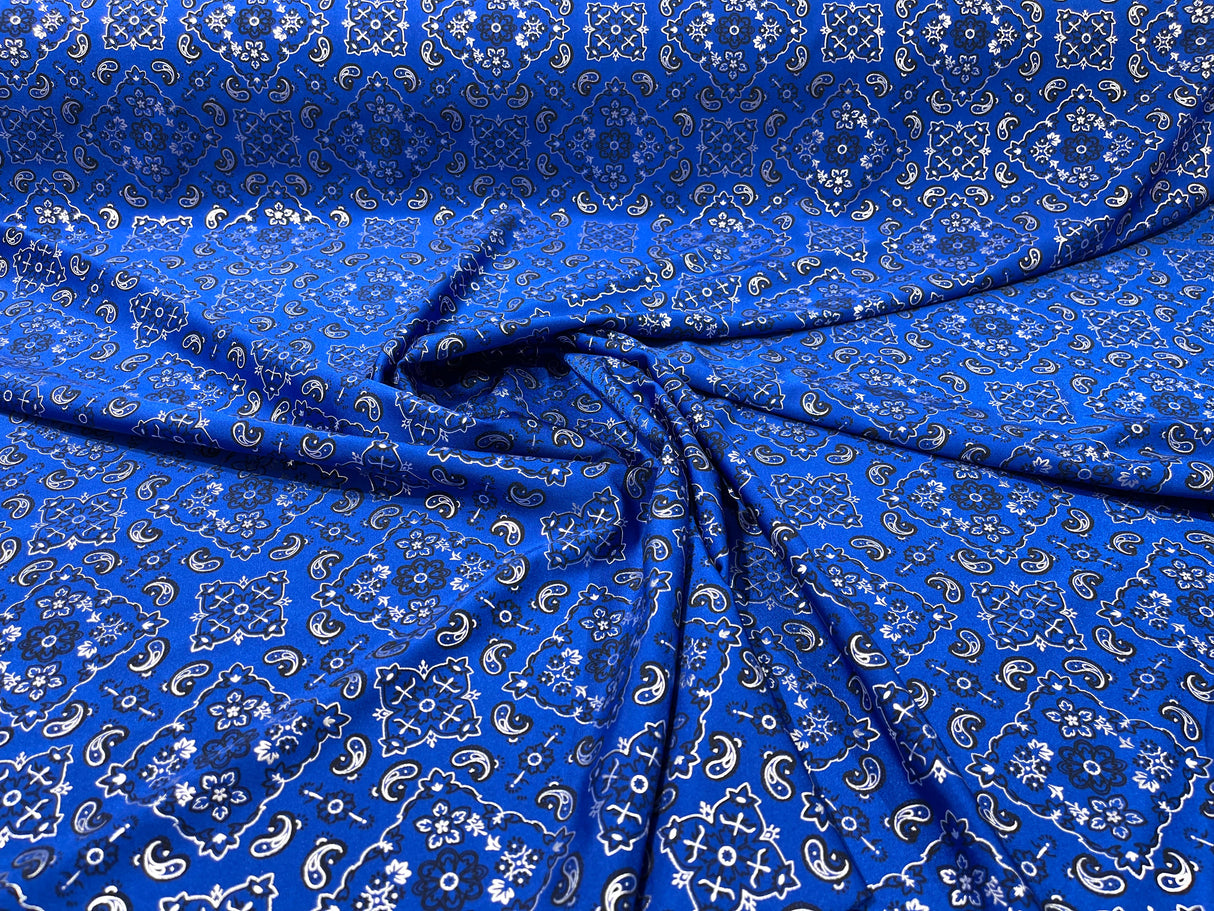 Bandanna Print Nylon Spandex Fabric - Bandanna Print, 58" Width (1 Yard)