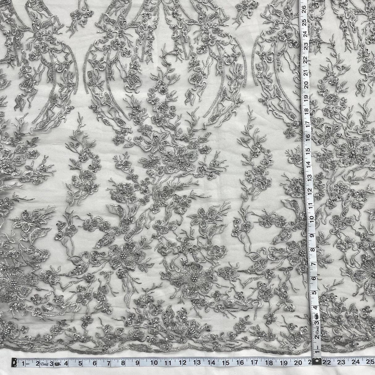 Beaded Lace Fabric Embroidered on 100% Polyester Net Mesh