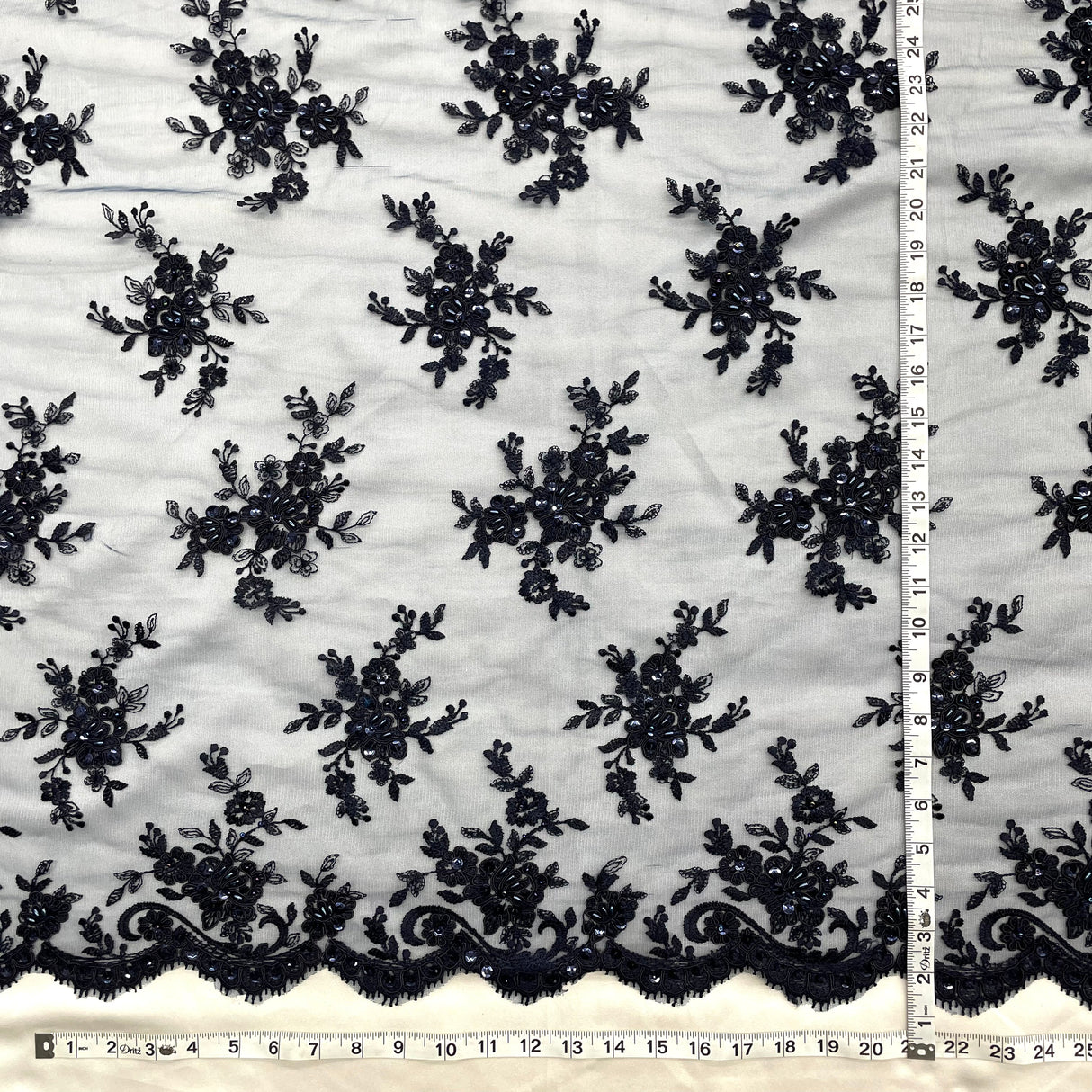 Beaded Corded Bridal Lace Fabric 54"