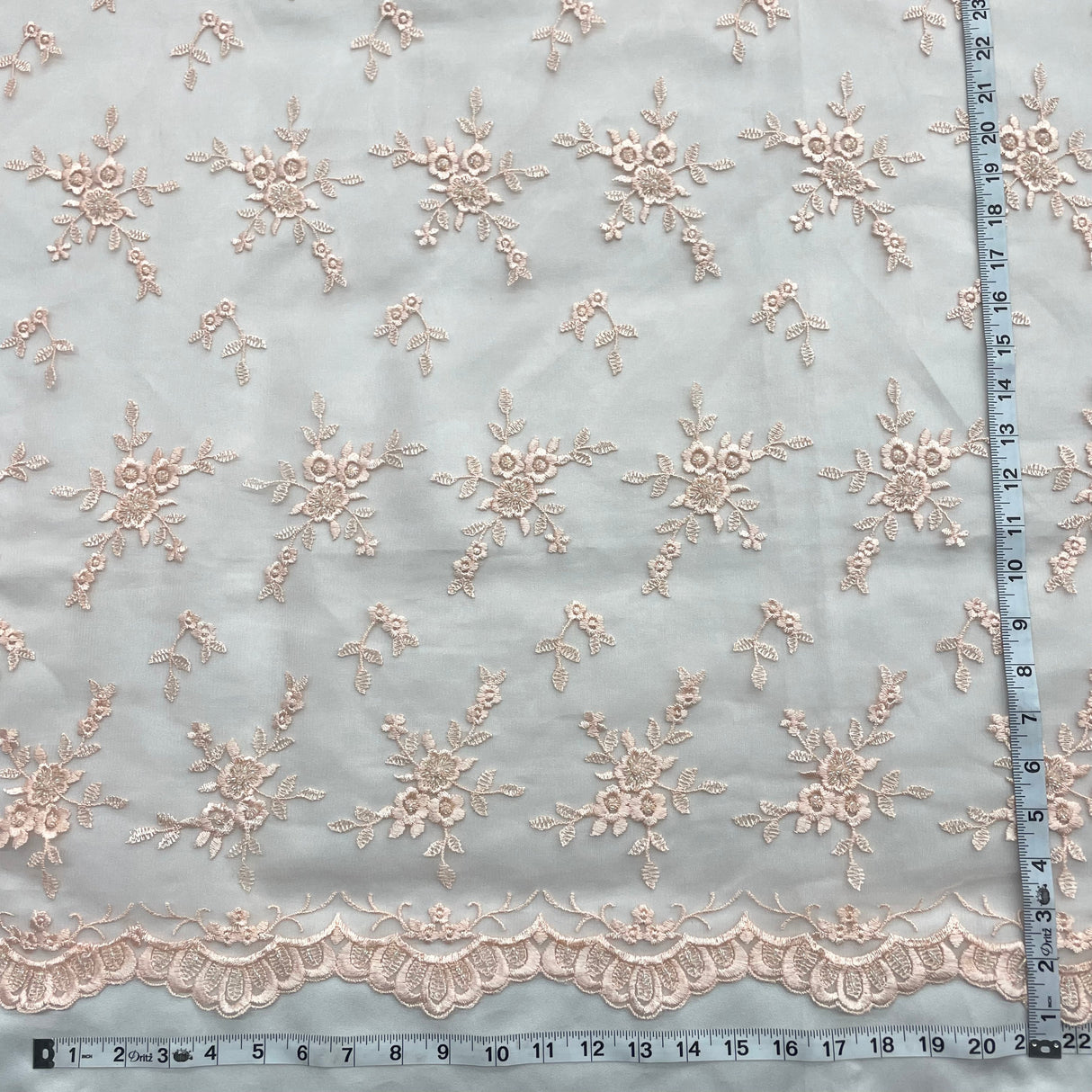 Beaded Lace Fabric Peach Pink