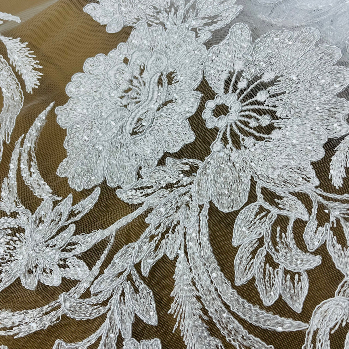 Sequined Corded Bridal Lace