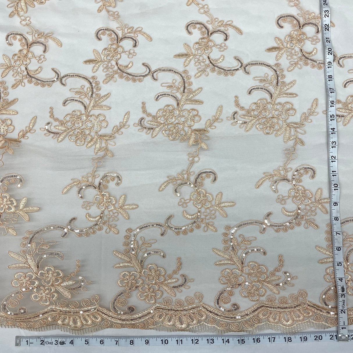 Sequined Corded Lace Fabric Dusty Rose