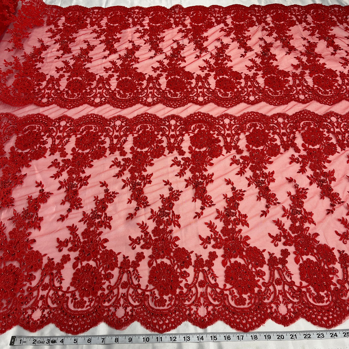 Beaded Corded Bridal Lace Fabric 48" Wide