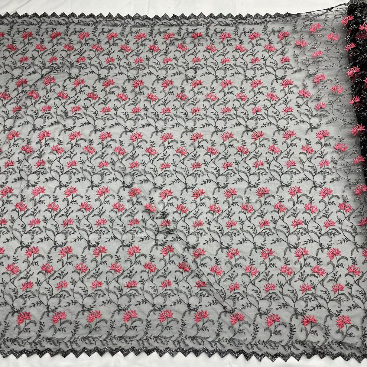 Embroidered Lace Mesh Fabric
