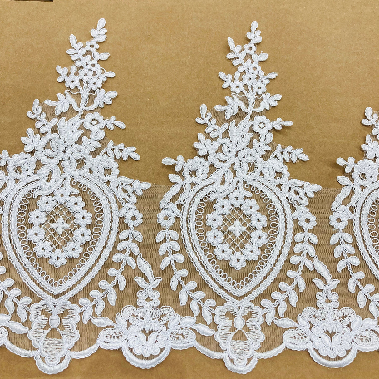 Corded Lace Trim Embroidered Polyester Net Mesh 13"