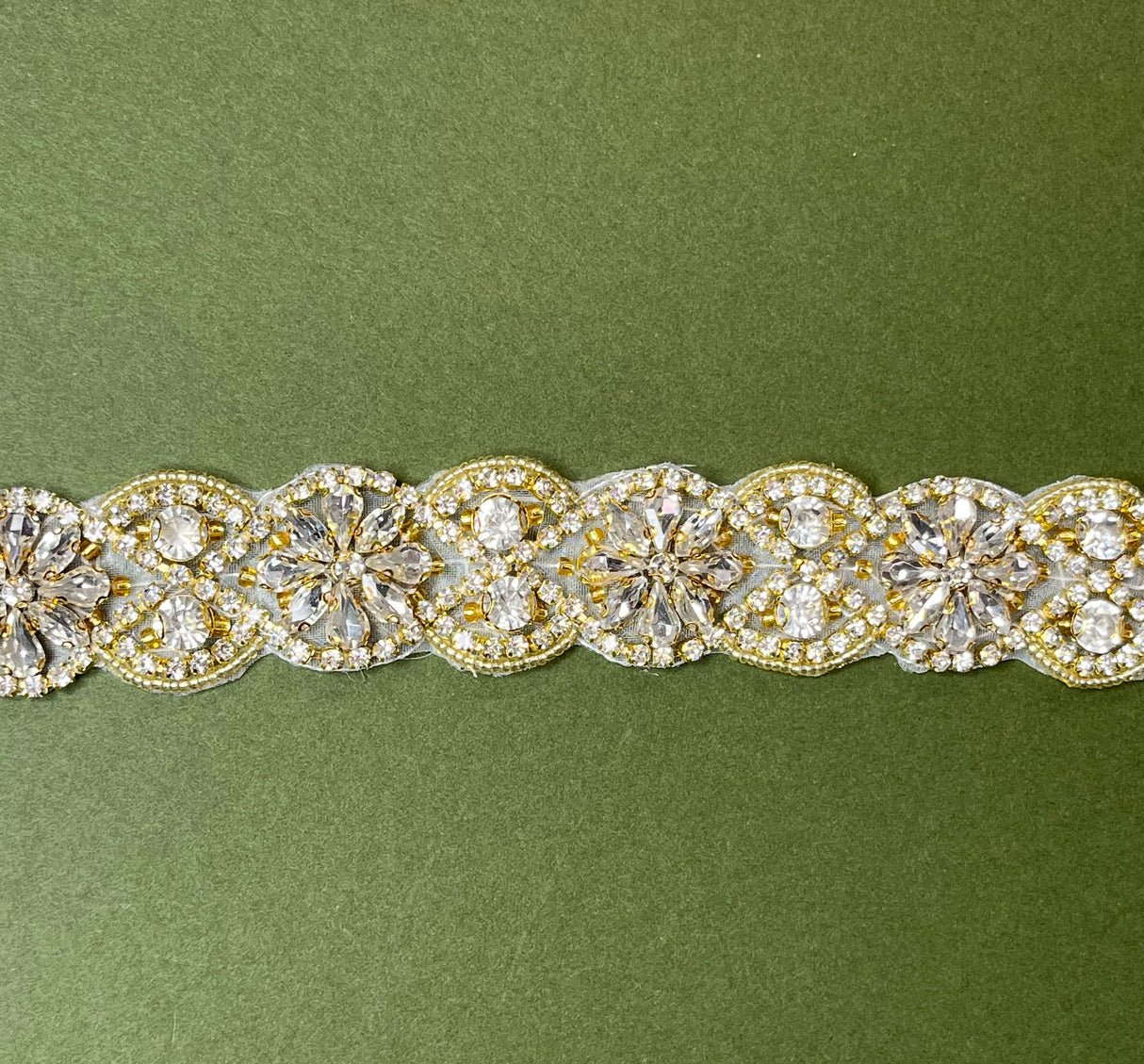 Crystal Floral Rhinestone Applique Sash