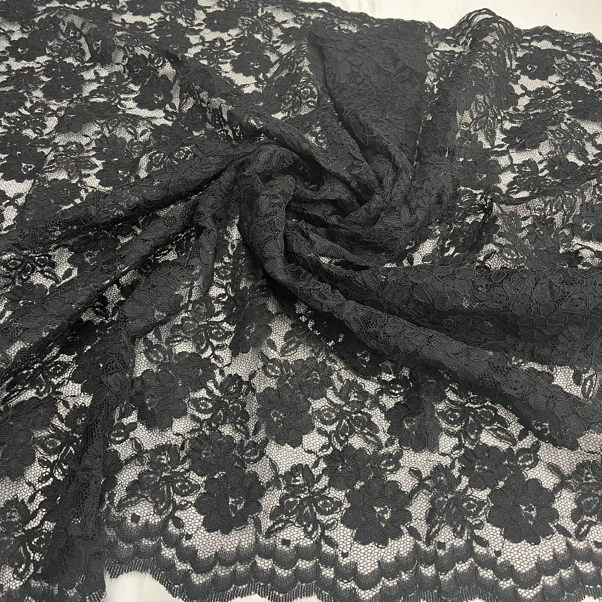 Corded Bridal Lace Fabric on Polyester Net Mesh