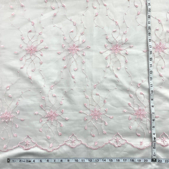 1 Yard Beaded Lace Fabric Embroidered 100 Percent Polyester Net Mesh 50 inch Width
