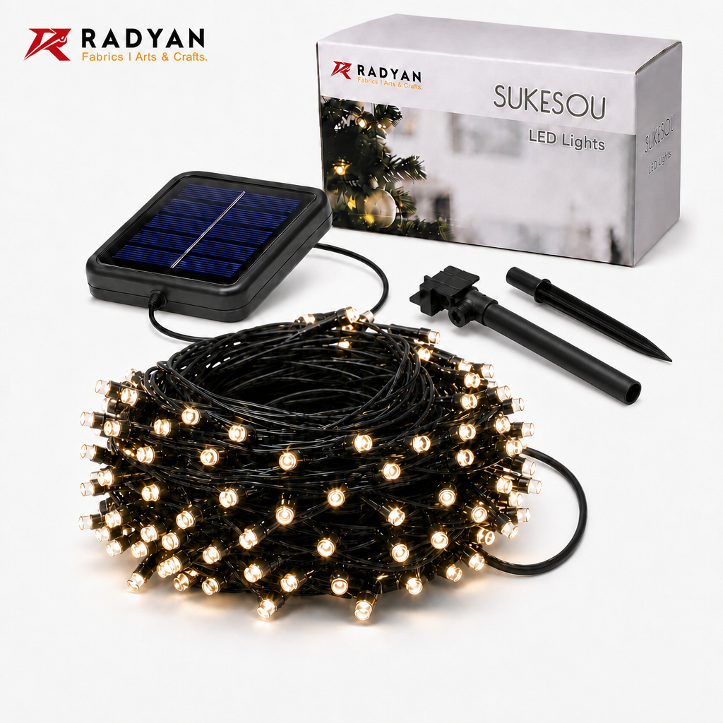 200 LED Solar String Lights Black Wire Outdoor Holiday Lighting