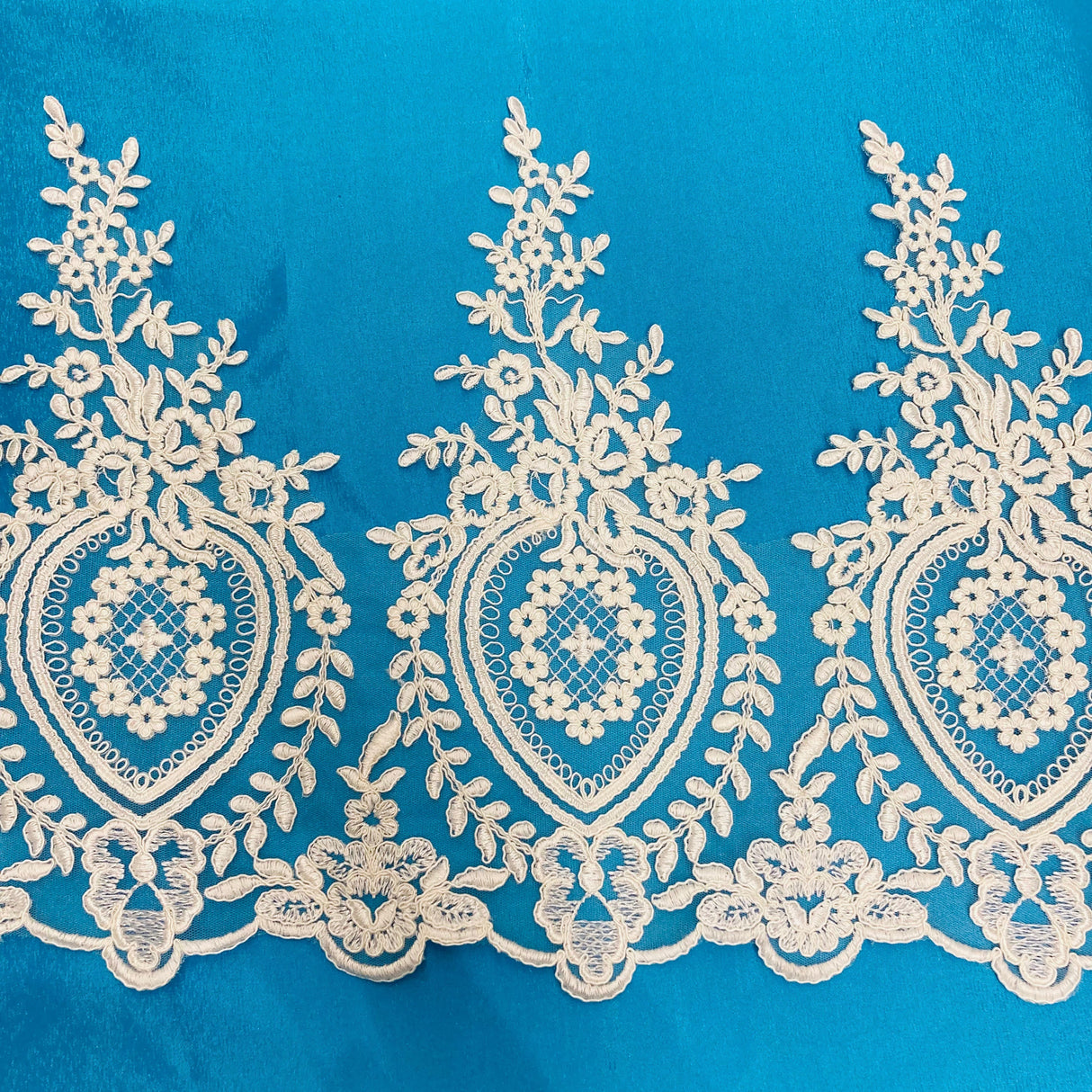 Corded Lace Trim Embroidered Polyester Net Mesh 13"