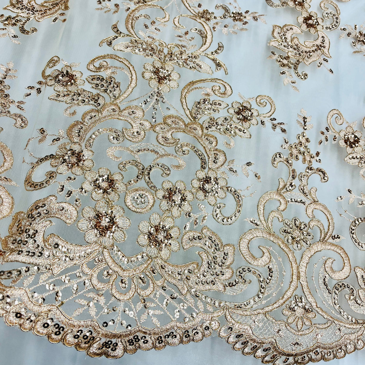 Embroidered Lace Beaded Bridal Mesh