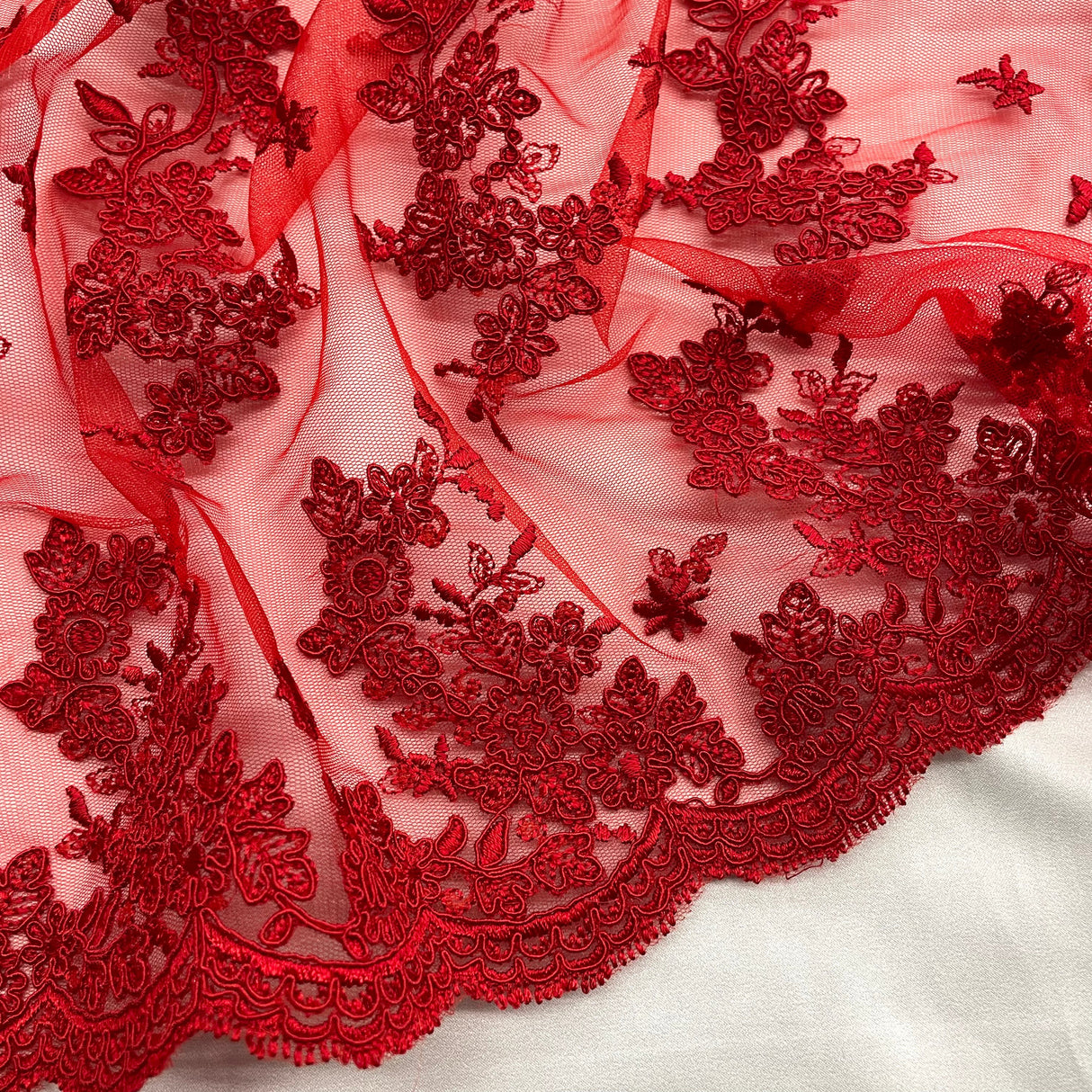 Embroidered Corded Bridal Lace Turquoise
