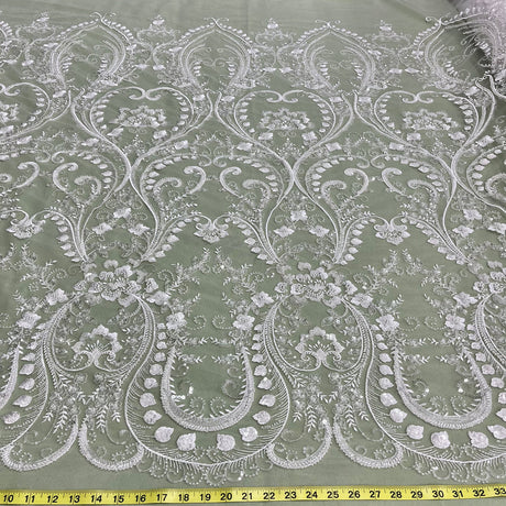 1 Yard Sequin Embroidered Tulle Fabric, Gold, Silver, and Rose Gold