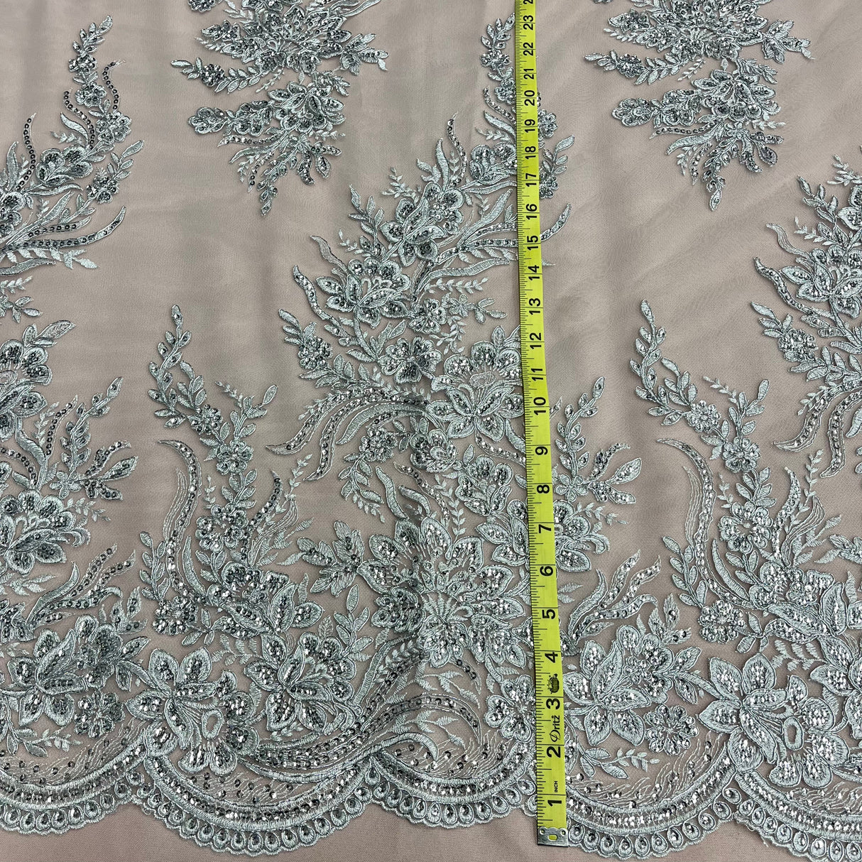 Beaded Corded Bridal Lace Fabric