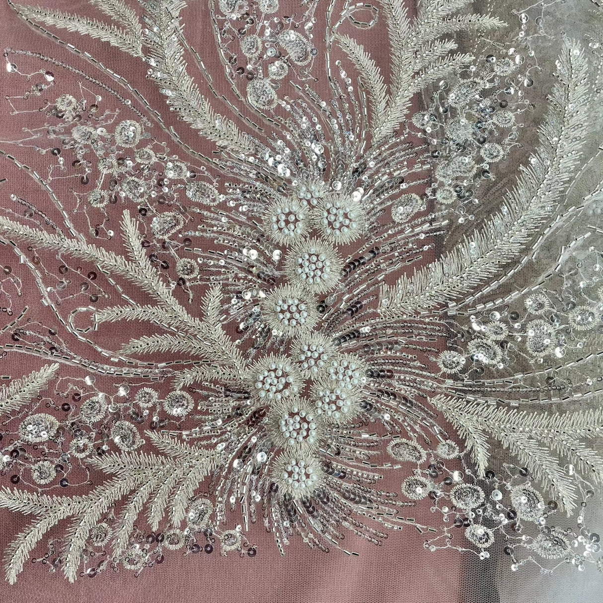Beaded Embroidered Lace Fabric