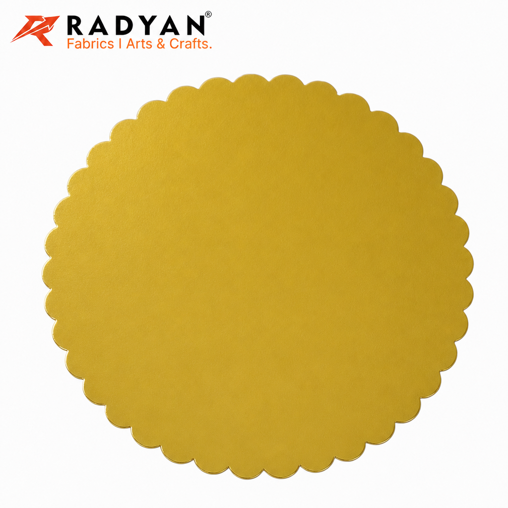 RADYAN 2mm Thick Food Grade Cake Board Waterproof Round Scalloped Cake Tray