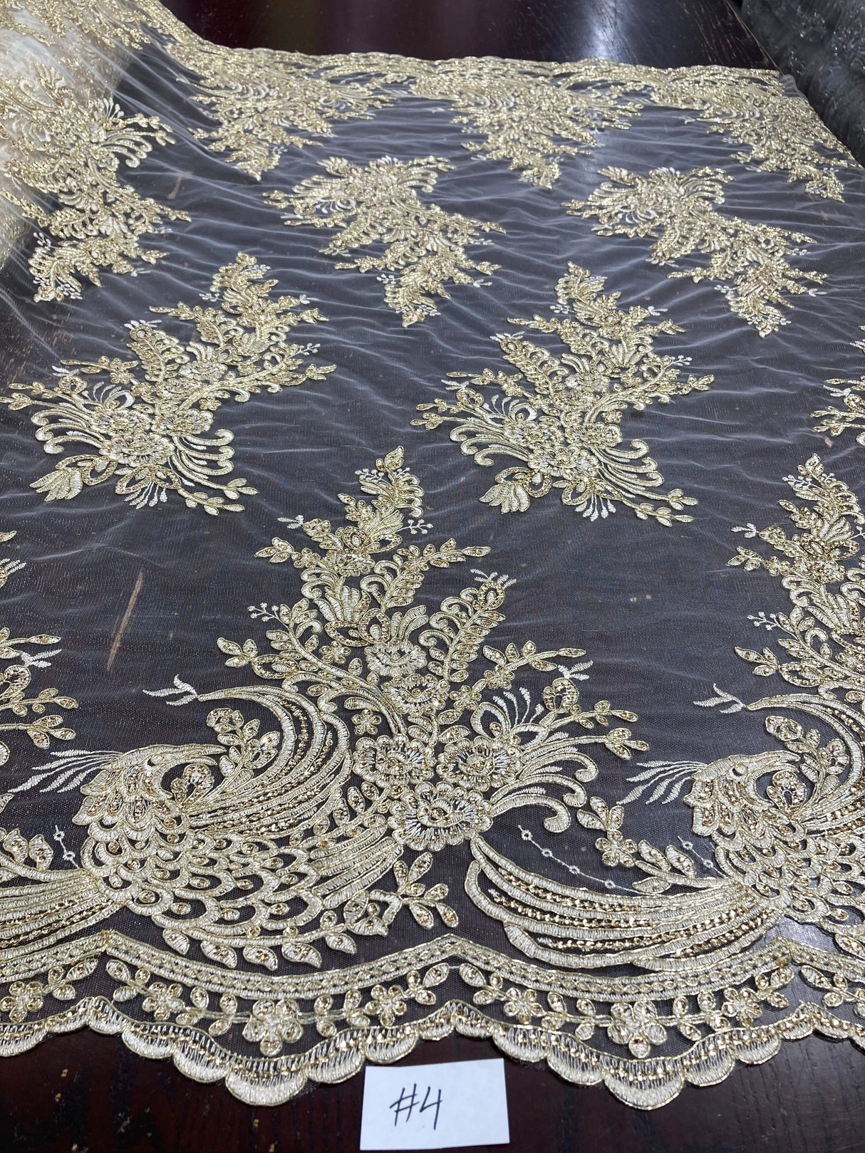 Beaded Corded Bridal Lace Fabric