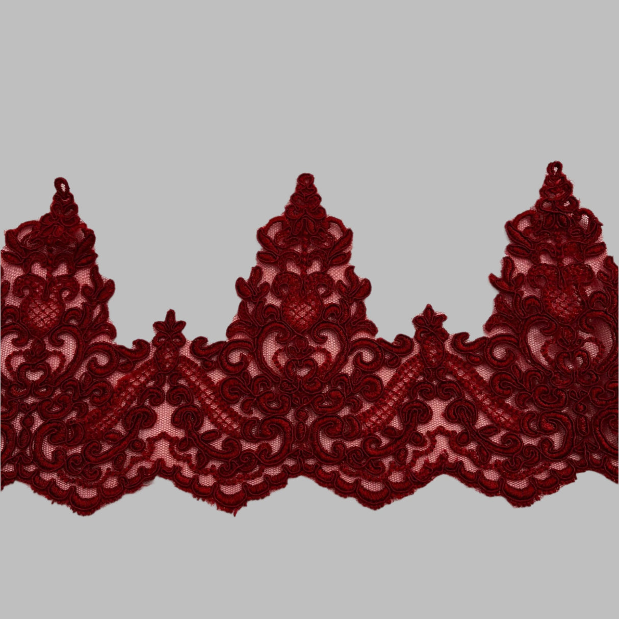 Polyester Net Mesh Corded Lace Trim 6" Wide