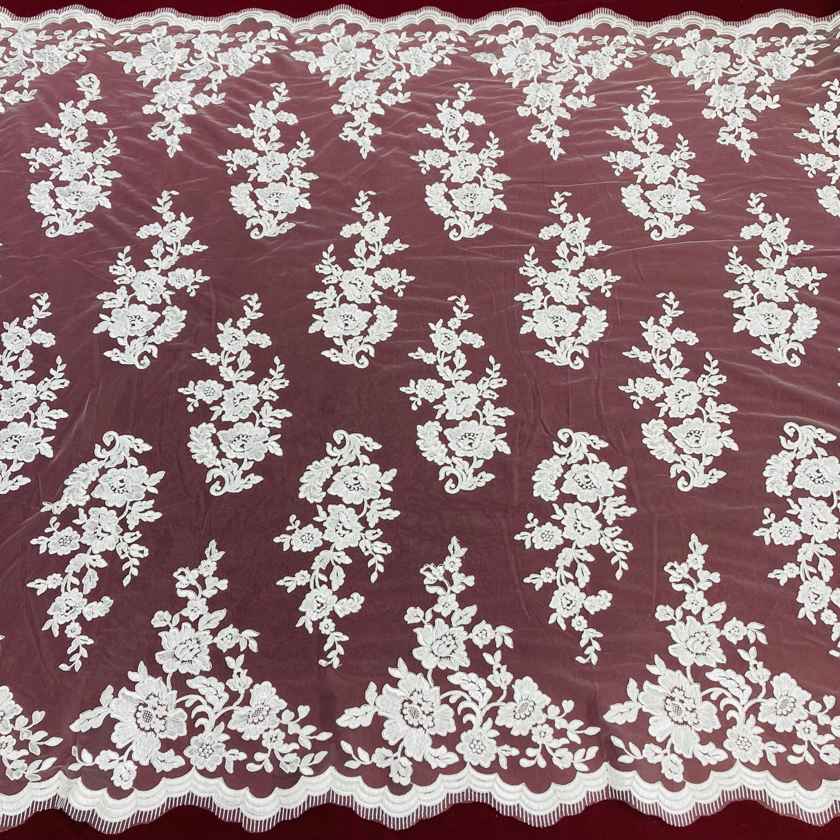 Corded Bridal Lace Fabric 100% Polyester Net Mesh 54"